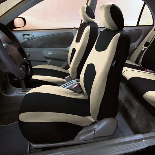 Miniatura 2 de TLH - Juego de fundas de asiento de tela plana ligera y fresca para automóvil, solo para el conjunto delantero, compatible con bolsa de aire