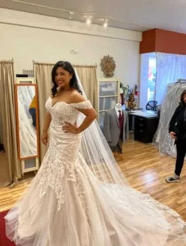 Miniatura 3 de Aularso Velos de novia florales velos de encaje para novias velo de novia largo con peine para novias de 118 pulgadas, Blanco, Talla libre