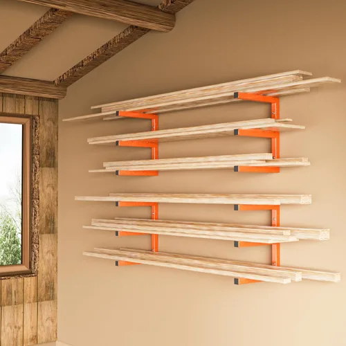 Miniatura 9 de YYR Soporte de organizador de madera y estante de almacenamiento de madera para montaje en pared, estante de metal resistente de 6 niveles