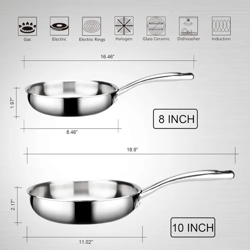 Miniatura 5 de Duxtop Utensilios de cocina de inducción de cocina de acero inoxidable de tres capas revestidas de acero inoxidable de 8 pulgadas