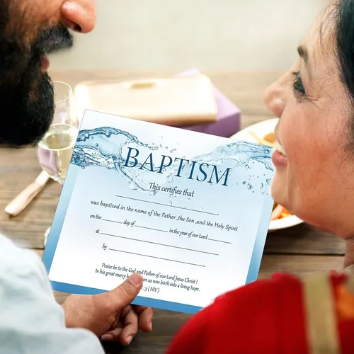 Miniatura 5 de Jetec 12 certificados de bautismo para iglesia de 11 x 8.3 pulgadas, en blanco, certificados de dedicación de bebé, papel impreso de una sola cara