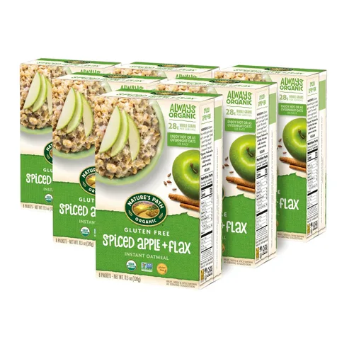 Miniatura 3 de Nature's Path Avena Instantánea Orgánica de Manzana con Especias + Linaza, 11.3 oz (Paquete de 6), Sin Gluten, Sin OGM