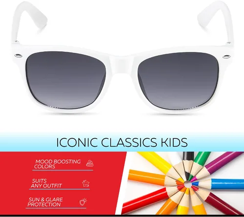Miniatura 270 de Retro Rewind Lentes de sol para niños y niñas de 3 a 12 años, inastillables, UV400, lentes de sol para niños pequeños