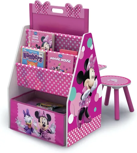 Miniatura 8 de Delta Children Mesa de arte de lujo para niños Caballete, escritorio, taburete, organizador de juguetes, Minnie Mouse de Disney