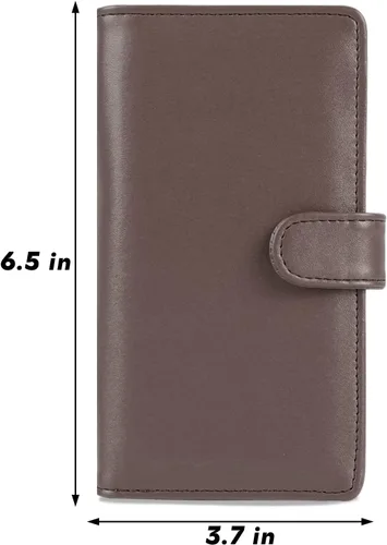 Miniatura 2 de Cubierta de cuero de la PU para registrar cheques duplicados, soporte de chequera de bloqueo RFID, Marrón oscuro, Estilo Billetera
