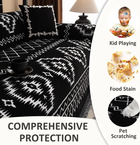 Miniatura 78 de VClife Fundas de sofá bohemio de felpilla para sofá seccional, fundas de sofá suaves y antideslizantes para sofá de 2 cojines, protector de muebles