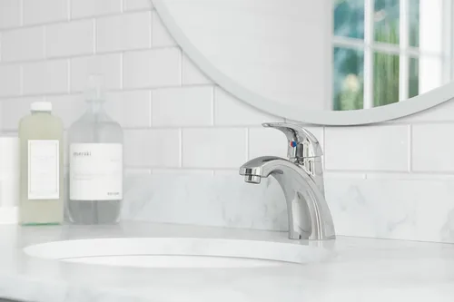 Miniatura 8 de Pfister Parisa - Grifo de lavabo de baño de una sola manija con acabado cromado pulido con drenaje de empuje y sellado, tecnología de válvula