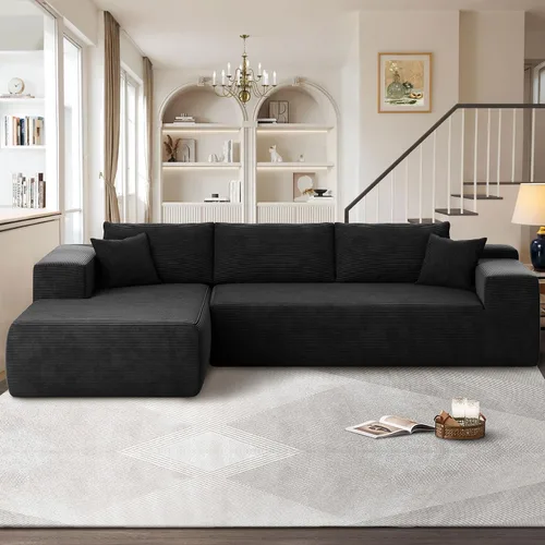 Miniatura 26 de Sofás seccionales Cloud de 96 pulgadas para sala de estar, sofá sin hueso en forma de L con cómoda silla, sofá modular con asiento profundo,