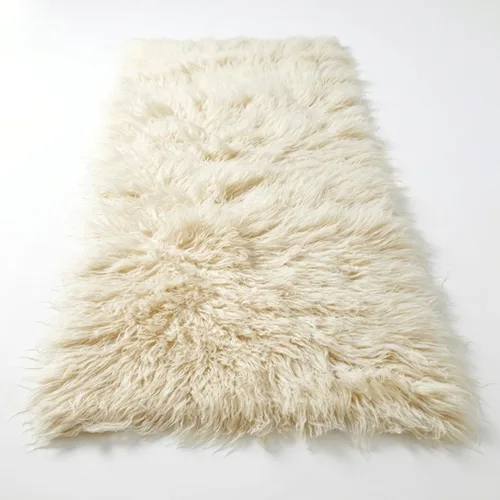 Miniatura 3 de Elegantes alfombras griegas flokati. Pelo suave y esponjoso de 3 pulgadas. 100% lana natural. Alfombra moderna de color blanco roto lanudo