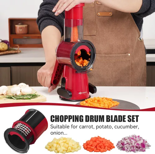 Miniatura 3 de KEOUKE Picadora y rebanadora de verduras de manivela de mano, cortador manual 2 en 1 con herramientas de limpieza, base de succión antideslizante