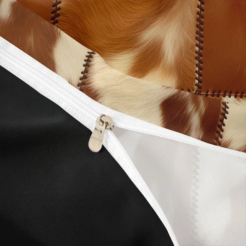 Miniatura 6 de Juego de ropa de cama con estampado de piel de vaca para niños, juego de funda de edredón con patrón de piel de vaca, juego de funda de edredón