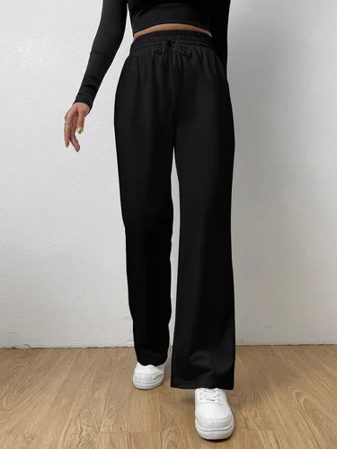 Miniatura 3 de MakeMeChic Pantalones deportivos para mujer, elásticos, con lazo frontal, pierna recta, casual, con bolsillo