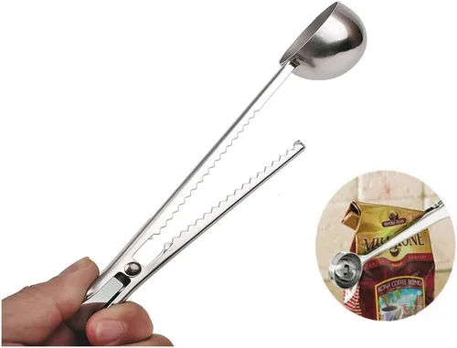 Miniatura 2 de Paquete de 2 cucharas de café, cucharas medidoras de acero inoxidable, con clip para bolsa de café, adecuadas para café molido, granos de espresso
