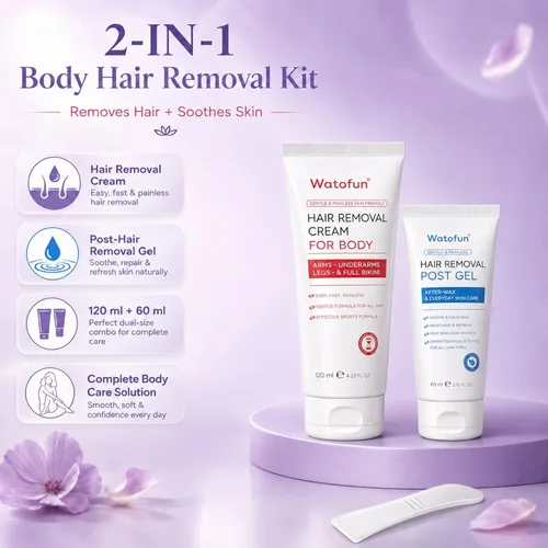 Miniatura 7 de Crema depilatoria corporal para mujeres con gel de aloe para piel sensible, crema depilatoria sin dolor de 5 minutos para brazos, axilas, piernas