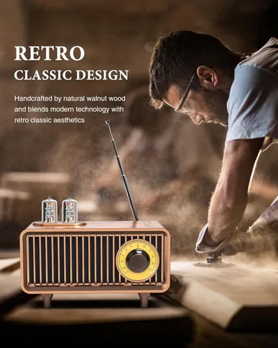 Miniatura 8 de COLSUR Altavoz Bluetooth Retro, Radio Vintage, graves, Conexión Inalámbrica Bluetooth 5.1, Adecuado para Casa y Oficina, Fiesta al Aire Libre