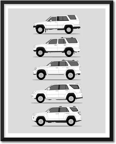 Miniatura 19 de Idea Network Póster hecho a mano compatible con Toyota FJ Cruiser, arte de pared impreso hecho a mano, decoración de los BJ, FJ25, FJ40, FJ43, FJ45