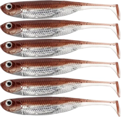 Miniatura 17 de QualyQualy Cebo de plástico suave Swimbait Paddle Tail Shad Lure Soft Bass Shad Bait Shad Minnow Paddle Tail Cebo de natación para Bass Trucha 2#