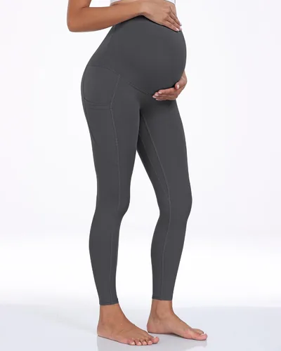 Miniatura 19 de WHOUARE Leggings de maternidad sobre el vientre con bolsillos para mujer, cintura alta, entrenamiento, pantalones de yoga