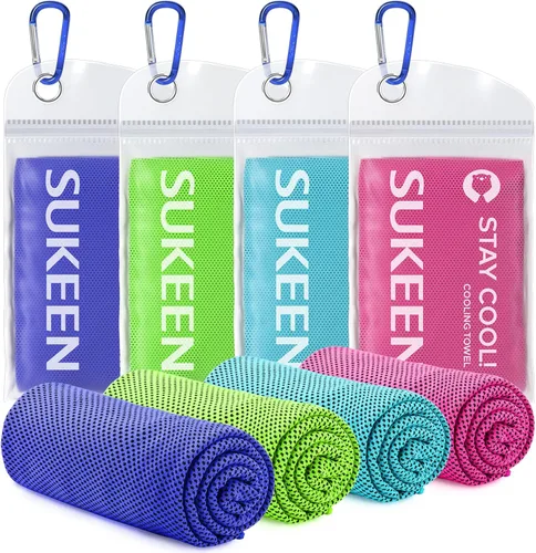 Miniatura 15 de Sukeen Paquete de 4 toallas refrescantes (40 x 12 pulgadas), toalla de hielo, toalla suave y transpirable, toalla de microfibra para yoga