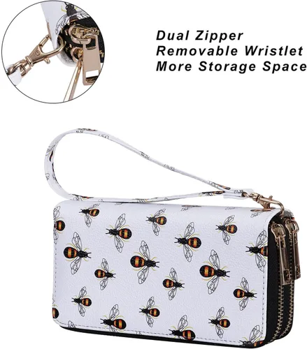Miniatura 4 de HAWEE Cartera con cremallera doble para mujer, bolso de mano con soporte para teléfono celular para teléfono inteligente, tarjeta, moneda, efectivo