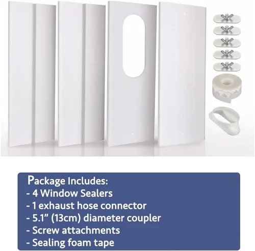 Miniatura 7 de Kit de ventana de aire acondicionado portátil con acoplador, sello de ventana ajustable para unidad de CA, kit de ventilación de CA deslizante