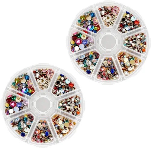 Miniatura 10 de Organizador de cajas divisoras de joyería de 8 rejillas, contenedor redondo de plástico transparente para almacenamiento de joyas, arte de uñas