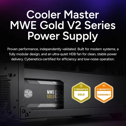 Miniatura 7 de Cooler Master MWE Gold 850 V2 PSU Full Modular, 850W, 80+ Gold, Diseñado para Nvidia RTX 5080 AMD RX 9070 XT, 2 Conectores EPS, Ventilador HDB