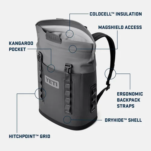 Miniatura 2 de YETI Hopper M Series Mochila enfriadoras de lados suaves con acceso MagShield Carbón