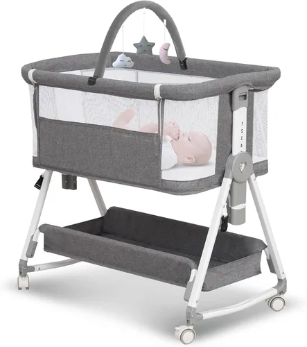 Miniatura 11 de Moisés para bebé, moisés de cabecera 3 en 1 para bebé con juguetes colgantes, moisés plegable portátil para bebé, cuna de cabecera de malla de 4