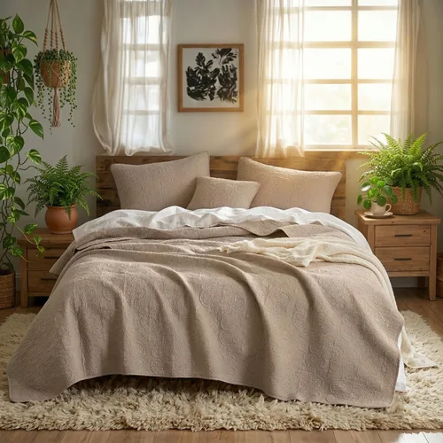 DaDa - Juego de dos fundas de cojín con textura en relieve y diseño de dólares de arena, diseño floral, color beige neutro, 18” x 18” (46 x 46 cm),