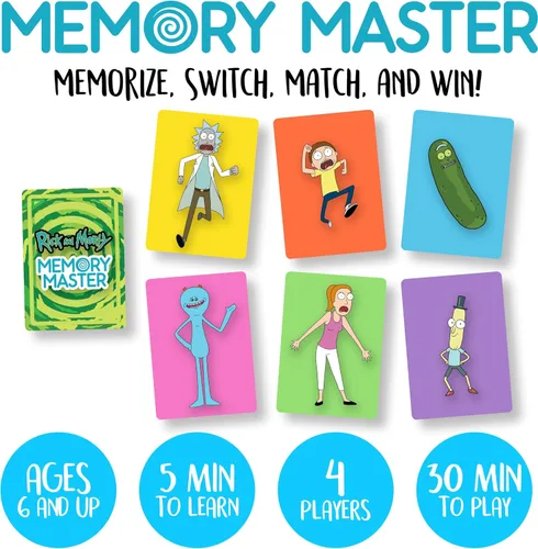 Miniatura 2 de AQUARIUS Beetlejuice - Juego de cartas maestras de memoria, divertido juego de fiesta familiar para niños, adolescentes y adultos, regalo