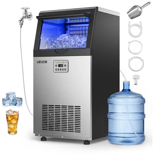 Miniatura 12 de VEVOR Máquina comercial para hacer hielo, 200 libras/24 horas con capacidad de almacenamiento de 50 libras, integrada/independiente/debajo