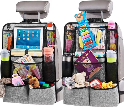 Miniatura 9 de Helteko Organizador para el asiento trasero del coche, protector de respaldo con soporte para tableta con pantalla táctil, organizador de asiento
