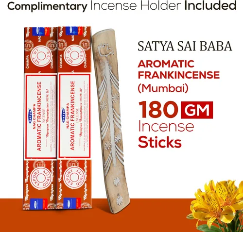 Miniatura 2 de Varillas de incienso aromático Satya Frankincense 180 g (15 g x 12 paquetes) de Satya Sai Baba Nag Champa y paquete de soporte de varillas