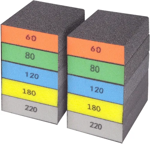 Miniatura 8 de Paquete de 8 bloques de lijado, esponja de lijado de ángulo simple y doble, lavable y reutilizable, bloque de lijado para madera, paneles de yeso