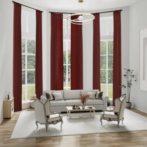 Frelement Cortinas plisadas de lino extralargas para filtrar la luz, paneles de cortina para loft de techo alto, cortinas semitransparentes, 50 #33