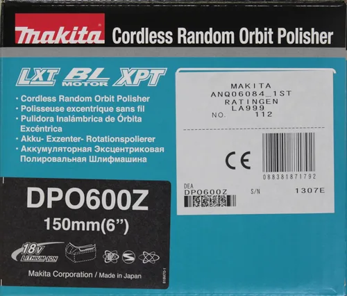 Miniatura 17 de Makita DPO600Z 18V Li-Ion LXT Pulidora de órbita aleatoria sin escobillas - Baterías y cargador no incluidos