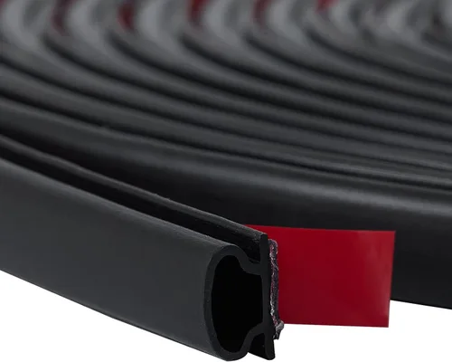 Miniatura 7 de QDiShi Tira de sellado de puerta de goma negra en forma de D de 0.39 x 0.23 pulgadas, tapón autoadhesivo para marco de puerta, ventana, reducción