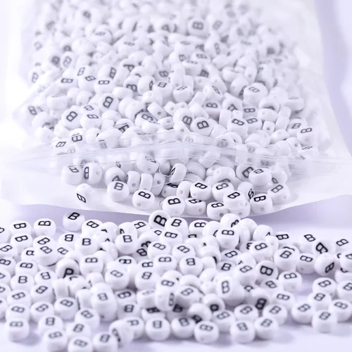 Miniatura 10 de 1000 cuentas redondas de acrílico mixtas negras del alfabeto de 0.157 x 0.276 pulgadas (0.157 x 0.276 in), cuentas coloridas de la A a la Z