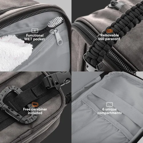 Miniatura 3 de Fitdom Estuche Táctico de Aseo Kit Dopp para Hombre. Perfecto para Viaje y Almacenamiento. Se Adapta a Cosméticos Grandes y Pequeños, Maquillaje