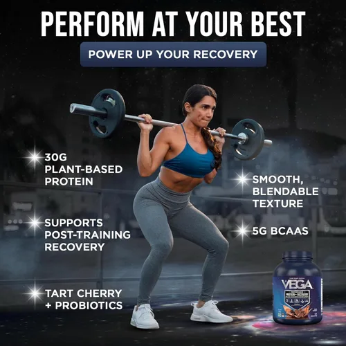 Miniatura 3 de Vega Sport Proteína Vegana en Polvo + Recuperación - 30g de Proteína a Base de Plantas por Porción, Mocha, 45 Porciones, 5g de BCAA, Probióticos