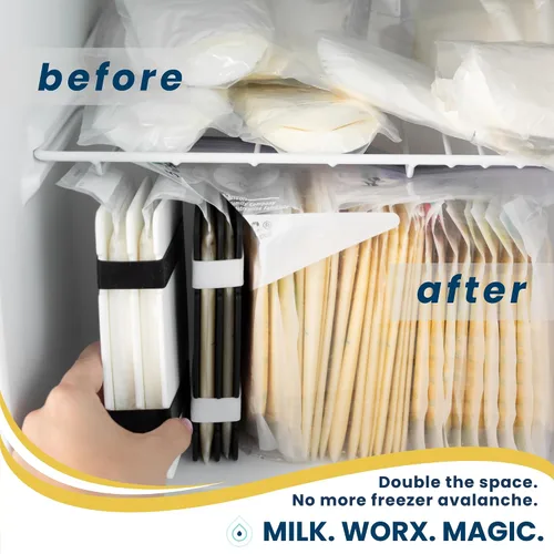 Miniatura 2 de Freeze It - Sistema de almacenamiento de leche materna plano, organizador que ahorra espacio para bolsas de almacenamiento de leche materna, Negro
