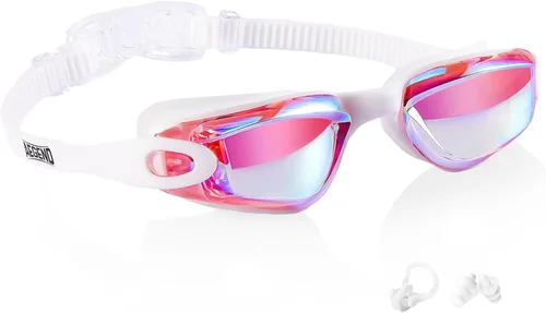 Miniatura 14 de Aegend Gafas de natación – Gafas de natación para niños de 3 a 14 años, niñas y jóvenes, sin fugas, visión clara Rosa brillante