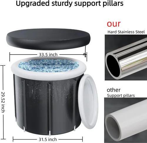 Miniatura 4 de Bañera de hielo para atletas y adultos, bañera fría de 105 galones con cubierta aislada, baño de hielo inflable para recuperación y terapia de agua