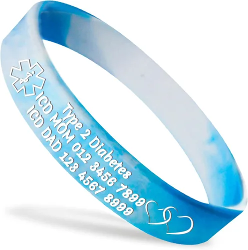 Pulseras de silicona personalizadas de alerta médica, pulseras de identificación médica personalizadas, pulseras de emergencia deportivas blanco