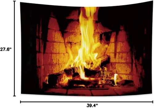 Miniatura 5 de Haoyiyi Tapiz de fuego ardiente de 39.4 x 27.6 pulgadas, para colgar en la pared de ladrillo brillante, vintage, regalos de Navidad, festivales