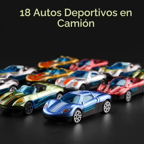 Miniatura 5 de BoomCaCa - Juego de transporte de camiones de juguete con 18 autos deportivos en juguetes de camiones, juguetes para niños y niñas de 3 a 10 años