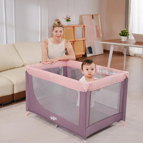 Miniatura 4 de Pamo Babe Colchón portátil para cuna de bebé, corrales de juegos Rosa