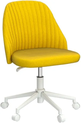 Miniatura 5 de SMUG VA-76-YL - Silla de escritorio amarilla, moderna y ajustable con ruedas, sin brazos para dormitorio, silla de tocador para sala de maquillaje