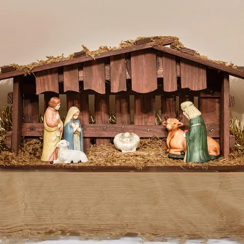 Miniatura 4 de Patelai 4 Piezas Camino de Mesa de Natividad de Navidad 47 x 70 Pulgadas Camino de Mesa Rústico de Arpillera Accesorios de Escena de Natividad